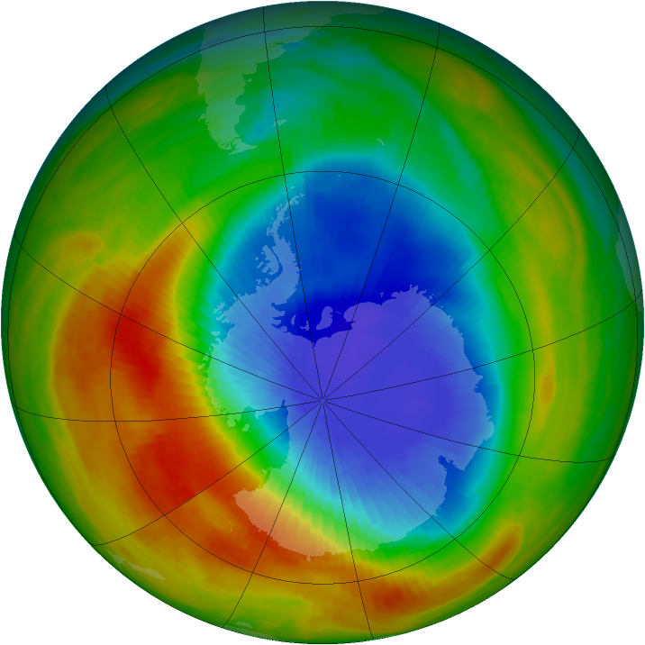 Antarctic ozone map for 13 October 1983